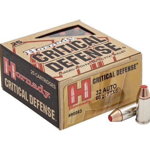 Hornady 90063 Critical Defense 32 ACP 60 gr FTX 25 Per Box/ 10 Cs - Hornady Manufacturing Company - 32 Auto
