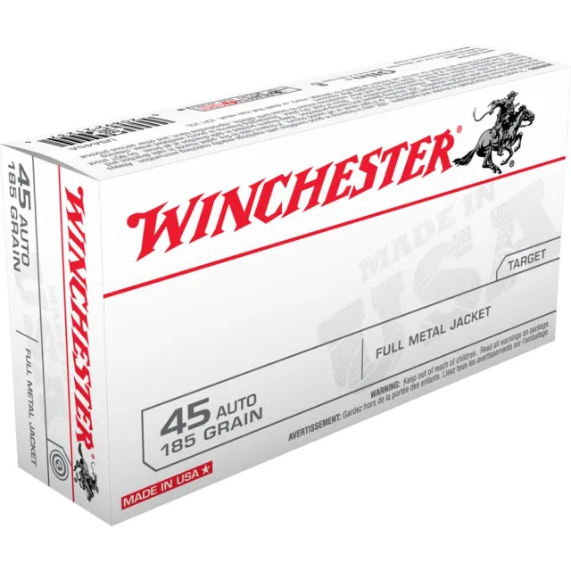 Winchester Ammo USA45A USA Target 45 ACP 185 gr Full Metal Jacket Flat Nose (FMJFN) 50 Per Box/ 10 Cs - Winchester - 45 Auto