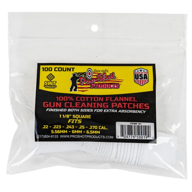 Buy Pro-Shot Products 101 .22-.270 Caliber 100 Count Cleaning Patches online