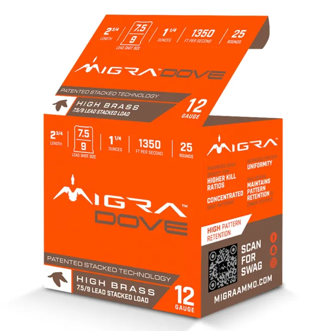 Migra Ammunitions M12UD75-9 Dove 12Gauge 2 3/4" 1 1/4oz 7.5/9Shot 25... - Migra Ammunitions - 12 Gauge for sale at Smoke Wagon Firearms