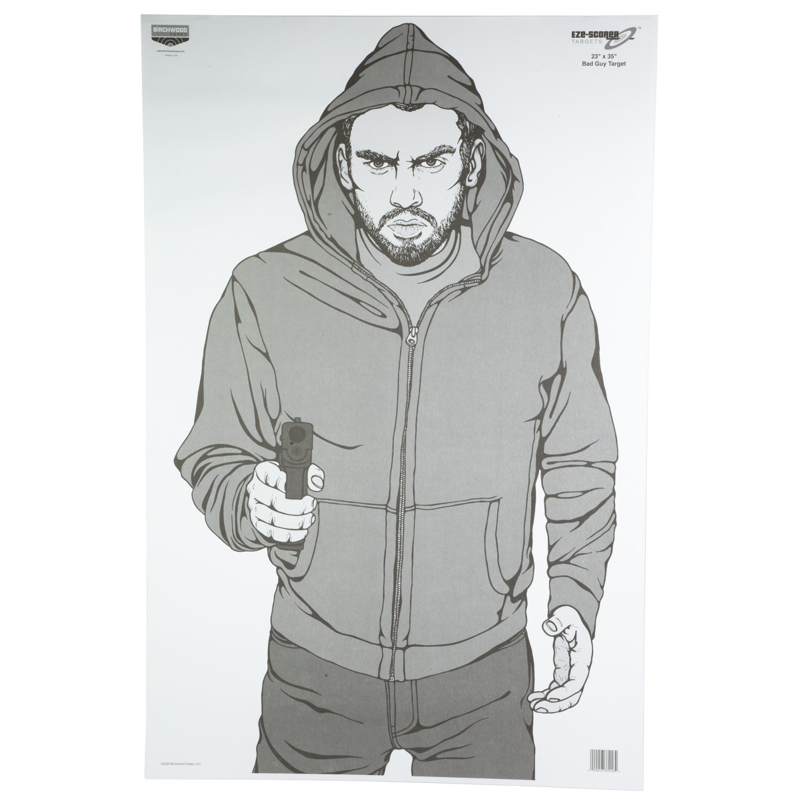 Birchwood Casey 37016 EZE-Scorer Bad Guy Silhouette Paper Target 23" x 35" 100 Per Pkg - Birchwood Casey