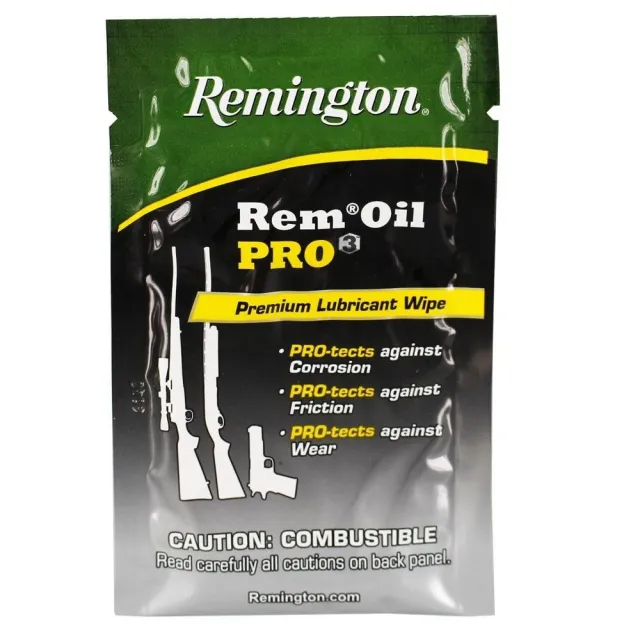 Remington Pro3 Premium Lubricant & Protectant - Individual Wipes 1/ct - Reduces Metal Wear, Cleans & Lubricates Surfaces