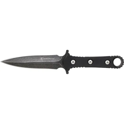 Smith & Wesson SWF606 8Cr13MoV Stonewash Spear Point Black G10 - Smith & Wesson