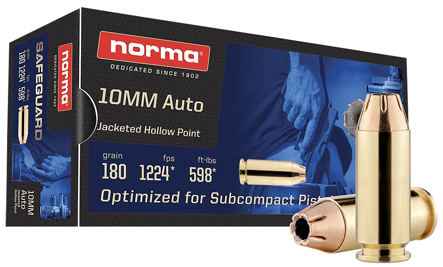 Norma 801109265 10mm 180gr Jacketed Hollow Point 50 Rounds - Norma - 10mm Auto