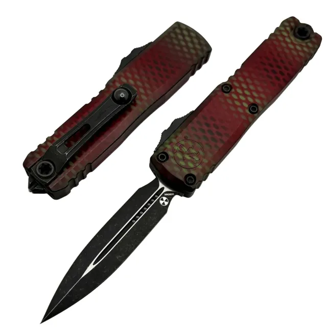 Microtech UTX-85 Gen IV 3.1 In Double Edge Red Aluminum Handle - MICROTECH
