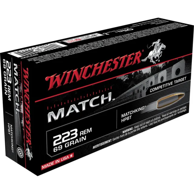 Winchester Match Rifle Ammunition .223 Rem 69 Gr. Bthp 3060 Fps 20/ct