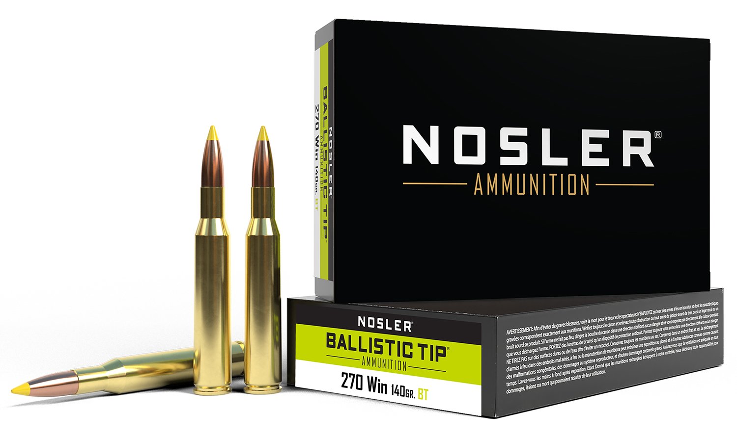 Nosler 40055 Ballistic Tip 270 Win 140 gr Spitzer Bullet 20 Rounds - Nosler - 270 Win