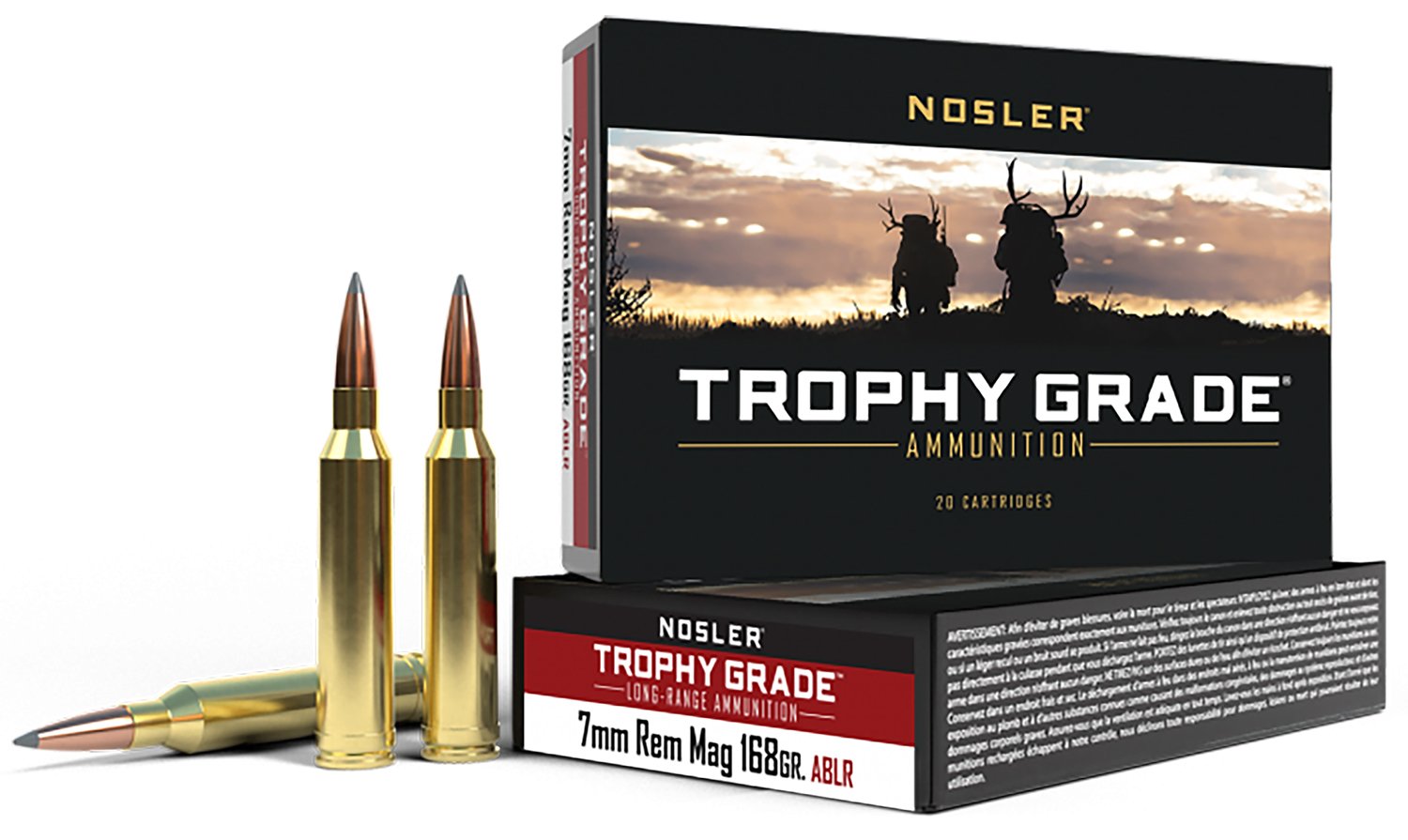 Nosler 7mm Remington Magnum 168gr AccuBond Long Range Brass Cased Ammunition, 20 Rounds - Nosler - 7mm Rem Mag