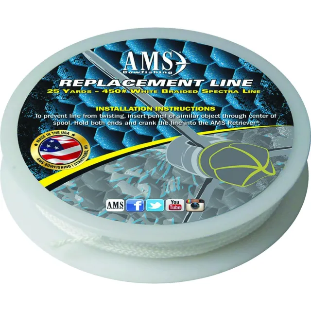 AMS L27-25 Spectra Line White 450 lb 25 Yards - AMS