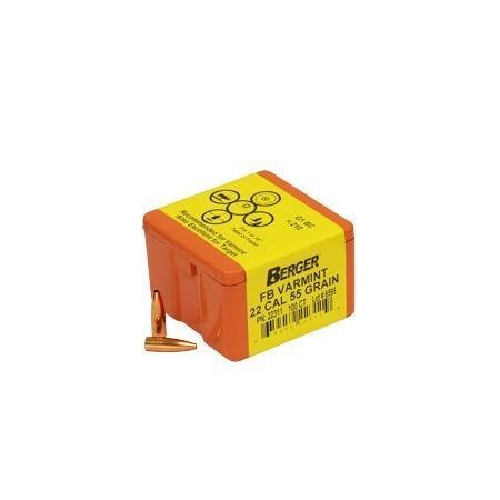 Berger 22311 22 Caliber 55gr Flat Base Bullets 100/Box - Berger Bullets - 22 CALIBER