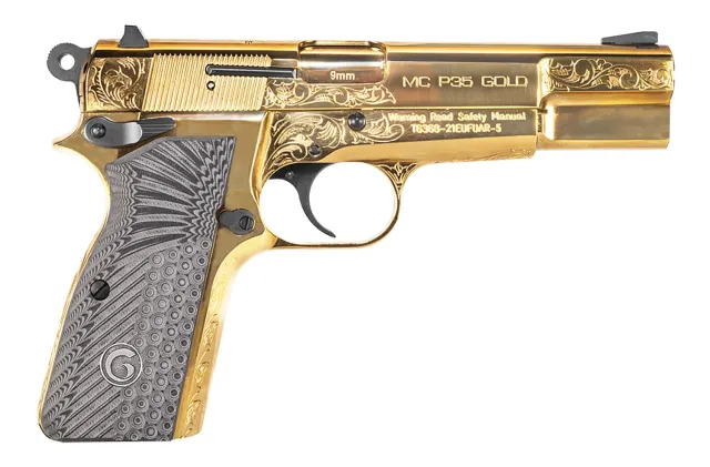 Buy EAA Girsan MC P35 Gold Engraved 9mm 15rd Pistol 390488 online