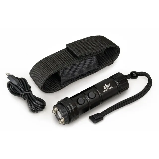 Zap ZAPLM Mini Stun Gun 800,000V Black with LED Light & USB Charger - View 2
