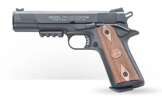 Chiappa Firearms 1911-22 Custom Blue Pistol: .22LR, Novak Style Sight, Walnut Grip - View 2
