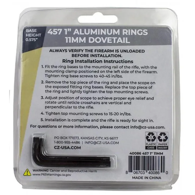 CZ-USA CZ 457 Aluminum Rings 1.0 In Height 11mm Dovetail - View 2