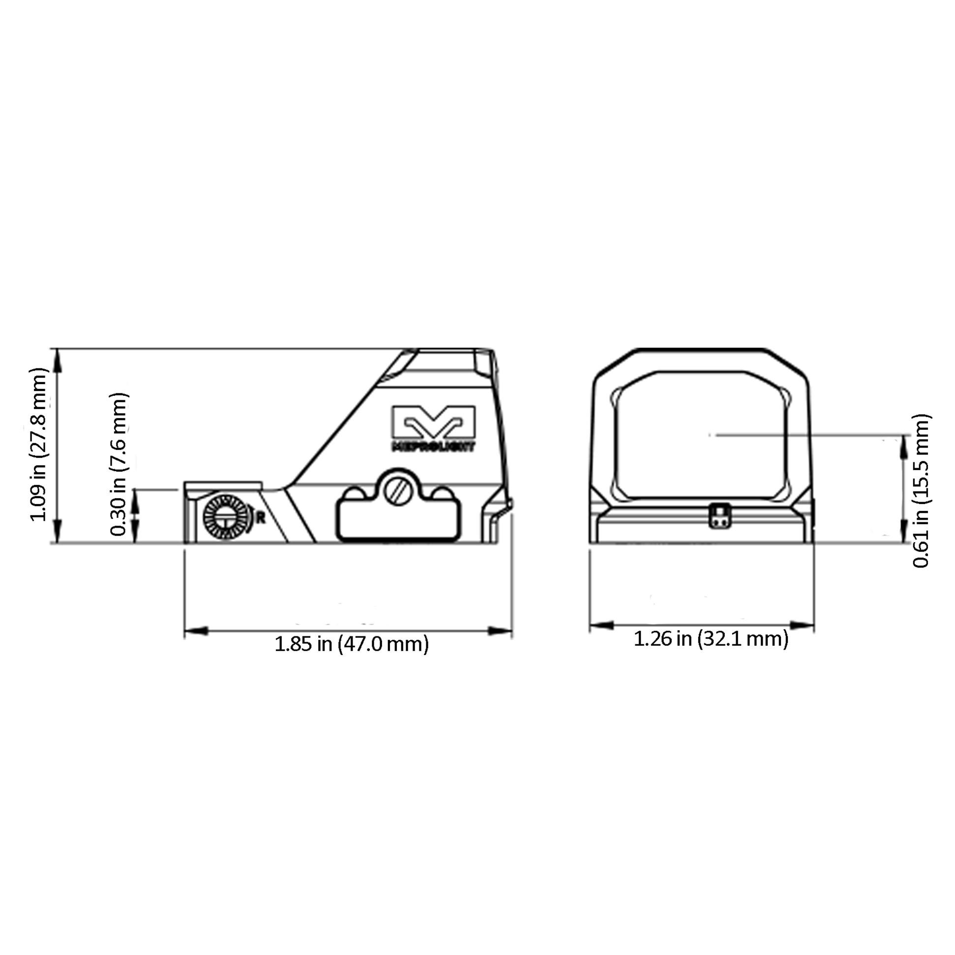 Meprolight MPO-F 3/33 MOA Red Dot Sight Black RMR Mount 0.95" X 0.70" - View 2