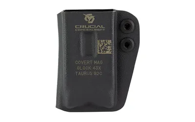 Crucial Concealment 1045 Covert Mag Pouch, Kydex, Glock 43x/48, Black - View 3