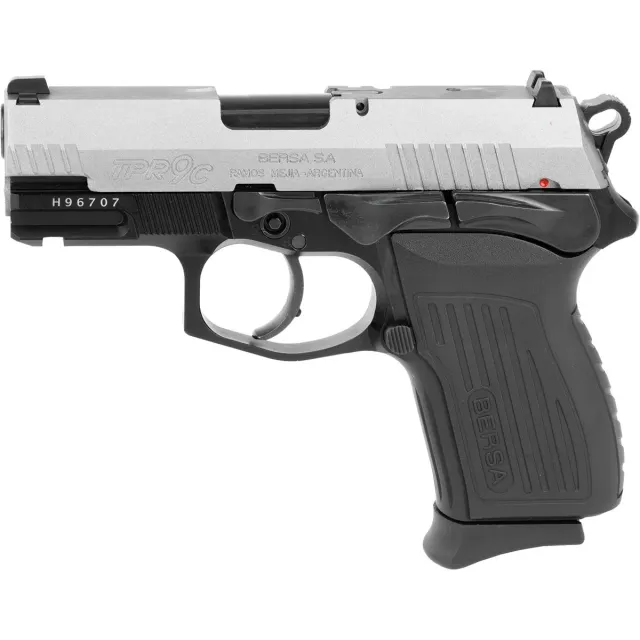 Bersa TPR9C Compact 9mm Pistol 3.5" Barrel Fixed Sights Silver Black - View 2