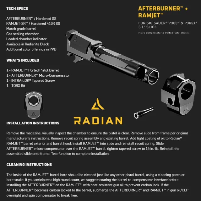 Radian Weapons H0024 Afterburner + Ramjet Combo for Sig P365 3.1" Barrel - View 2