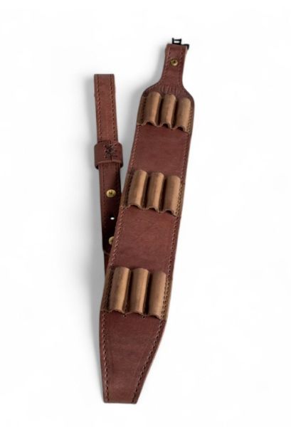 1791 Gunleather HNTASMRBRWA Leather Rifle Ammo Sling 32-37In Brown 9Shell - View 2