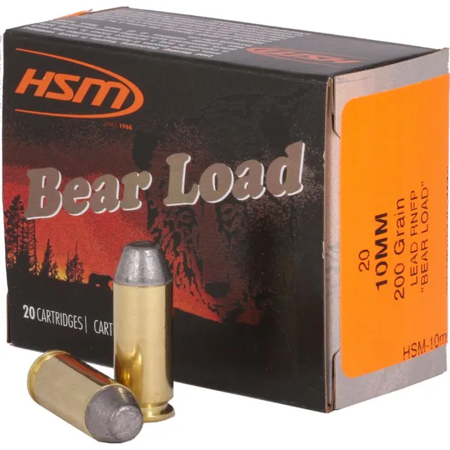 HSM Ammunition Bear Load 10mm Auto 200 gr 20 rd Round Nose Flat Point - View 2