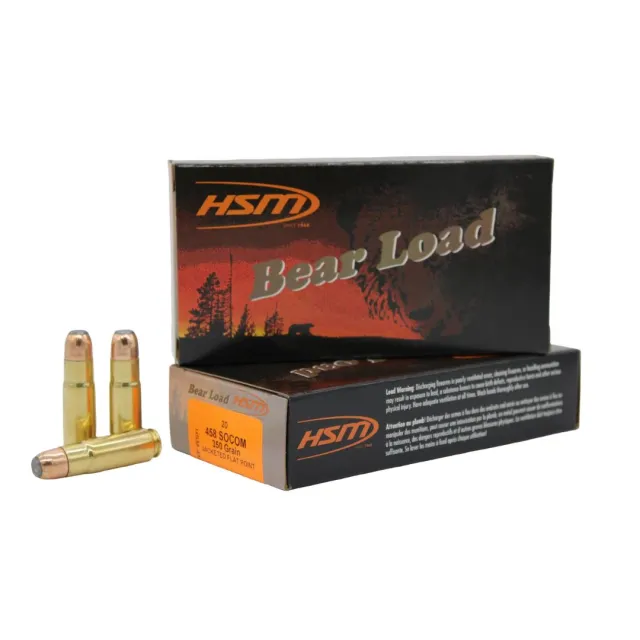 HSM Ammunition Bear Load 458 SOCOM 350 Gr Jacketed Flat Point - View 2