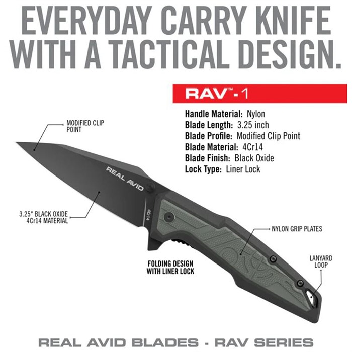 Real Avid RAV-1 4Cr14 Pocket Clip Point 3.25In Black Oxide - View 3