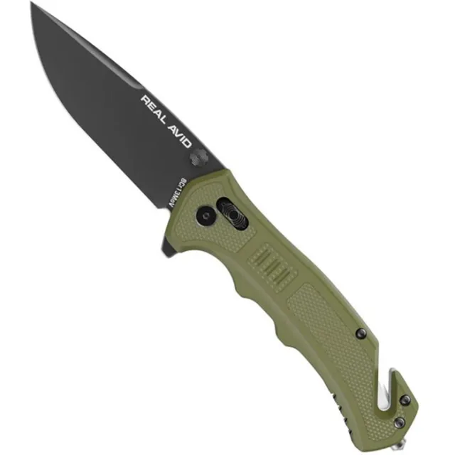 Real Avid AVRAV4 RAV-4 3.25" Drop Point 8Cr13MoV Blade OD Green Handle - View 2