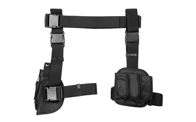 NcStar CV2908 Drop Leg Holster, Right Hand, Triple Mag Pouch, Black Nylon - View 2