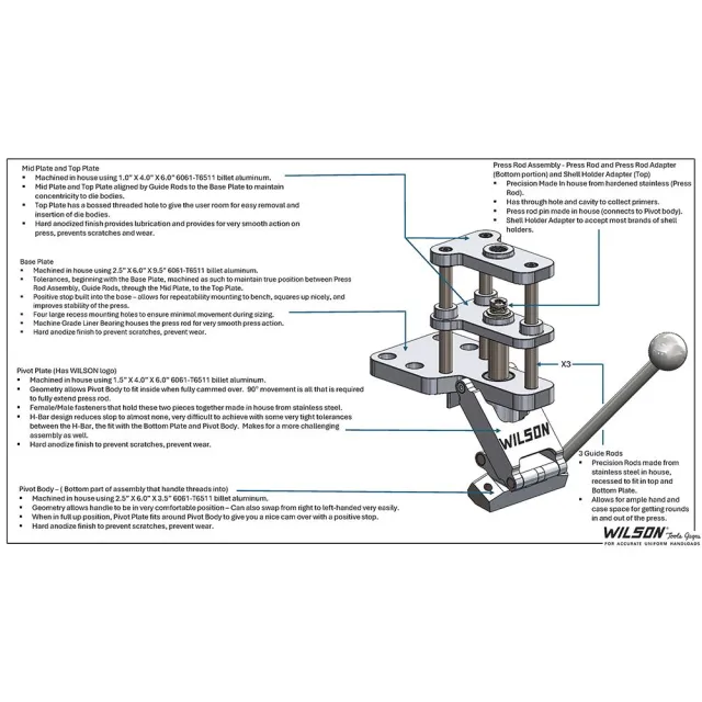 L.E. Wilson WIL-SSTP Single Stage Reloading Press Black/Stainless - View 2
