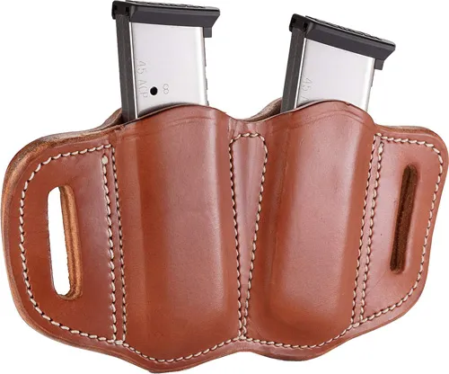 1791 Gunleather MAG21CBRA Double Mag Holster Brown Leather Belt Slide - View 2
