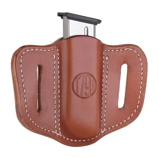 1791 Gunleather MAG11CBRA Single Mag Holster Brown Leather Belt Slide - View 2