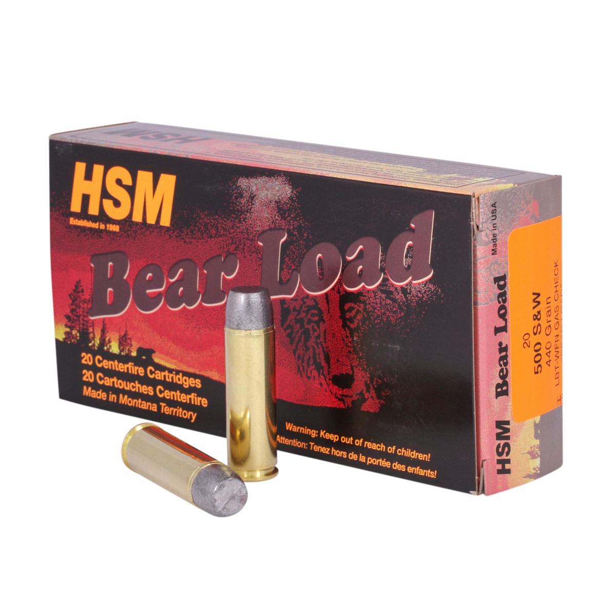 HSM Bear 500 S&W 440Gr Wide Flat Nose Ammo 20 Round Box (HSM500SW6N) - View 2