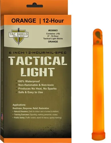 Tac Shield 03086O Tactical Light Stick 12hr 6" Orange 10-Pack - View 2