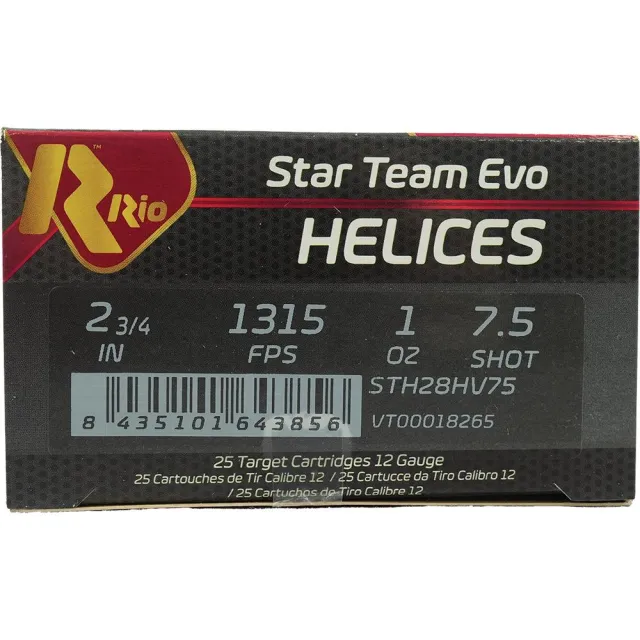 Rio Star Team EVO Helice HV Shotshell 12ga 2-3/4 1oz 1315 fps #7.5 25/ct - View 2
