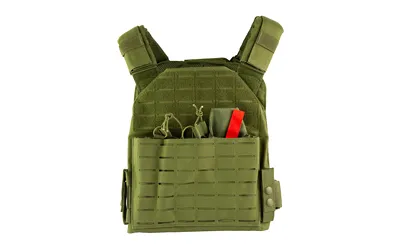 NcStar CVLCPC3050G Laser Cut Plate Carrier Green Medium-2XL with MOLLE Slots & Kangaroo Pouch - View 2