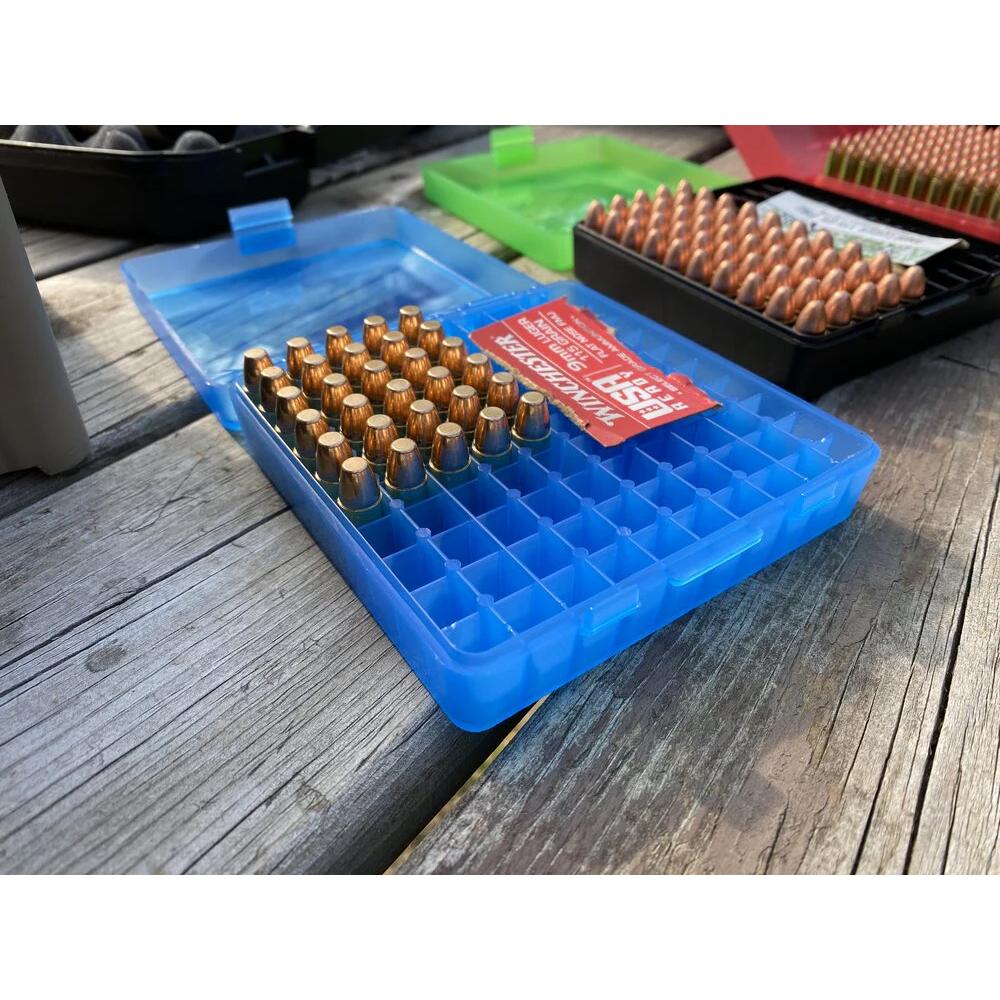 MTM Molded Products P-100-9-24 Ammo Box 100 Rounds 9mm Clear Blue - View 2