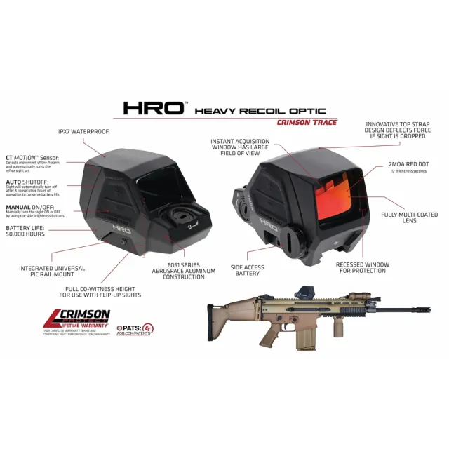 Crimson Trace HRO Reflex Sight 2 MOA Black Compact Low-Profile 36.50MM - View 2
