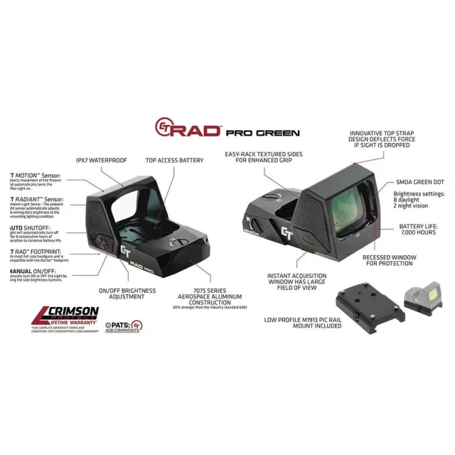 Crimson Trace CT-RAD Pro Red Dot Sight Pistol/Long 01-3000037 - View 2