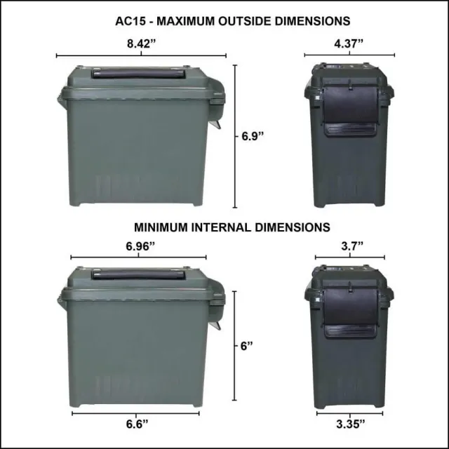 MTM Case-Gard AC15-72 Ammo Can Mini 12lb Flat Dark Earth Polypropylene - View 2