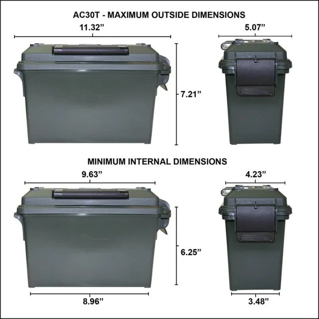 MTM CASE-GARD 30 Caliber Forest Green Tall Ammo Can (AC30T11) - View 2