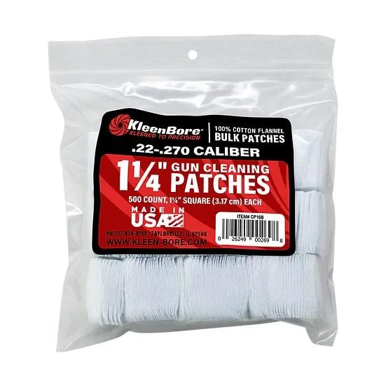 KleenBore SuperShooter Patch .22-.270 1.25" Square Cotton 500 Pack - View 2