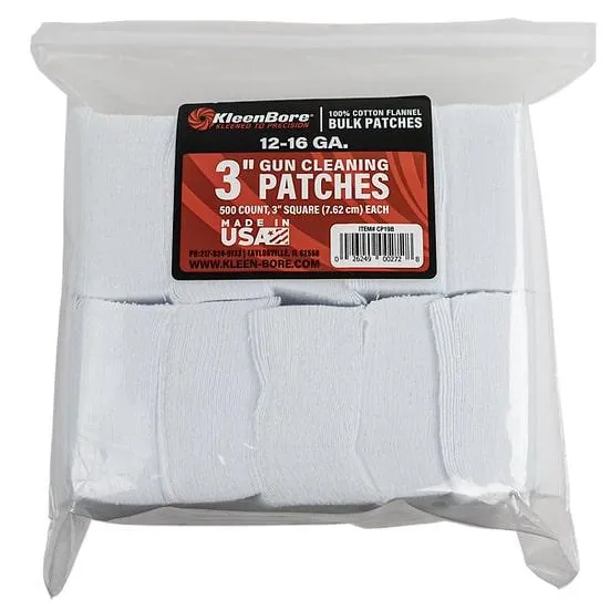 KleenBore SuperShooter Patch 12/16 Gauge 3" Cotton 500 Pack - View 2