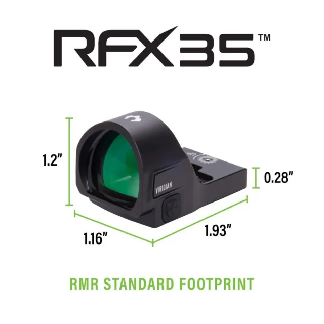 Viridian RFX35 Green Dot 3MOA 1x 22x26mm Flat Dark Earth 22MM X 26MM - View 2