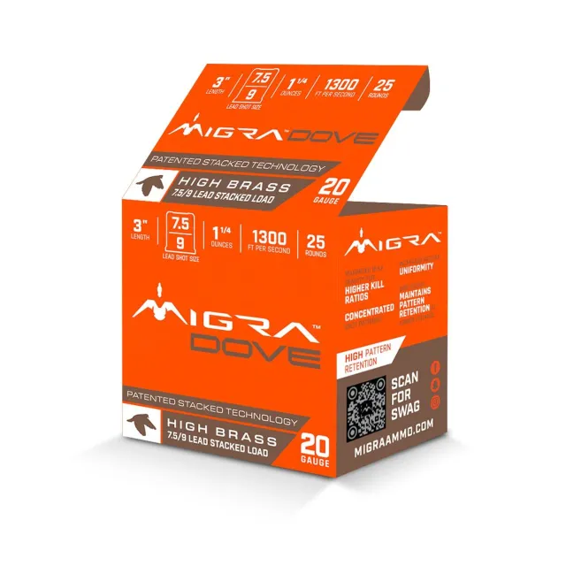 Migra M20UD759 Dove 20GA 3" 1.25oz 7.5/9 Shot 1300fps 25 Rounds - View 2