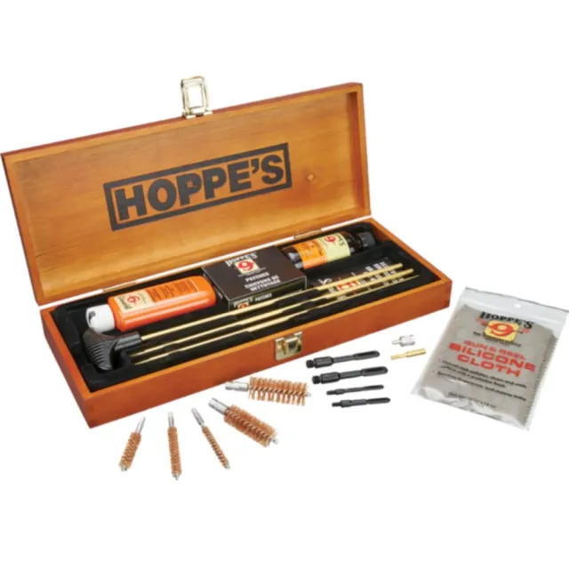Hoppe's BUOX Deluxe Cleaning Kit Multi-Caliber Wood Box 14.25 in - View 2