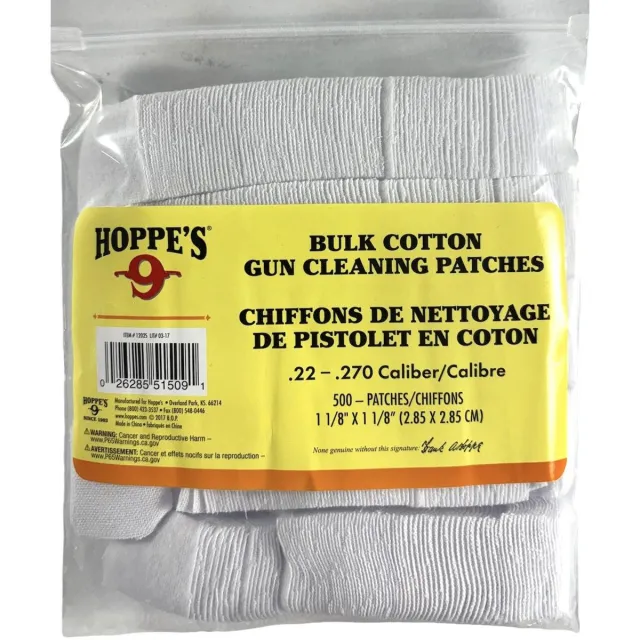 Hoppe's 1202S GUN Cleaning Patches Cloth 22-270 CAL 1.125" Cotton 500 PER - View 2