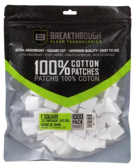 Breakthrough Clean BTCPS11000 1" Cotton Patches .243/270 Cal 1000 Pack - View 2