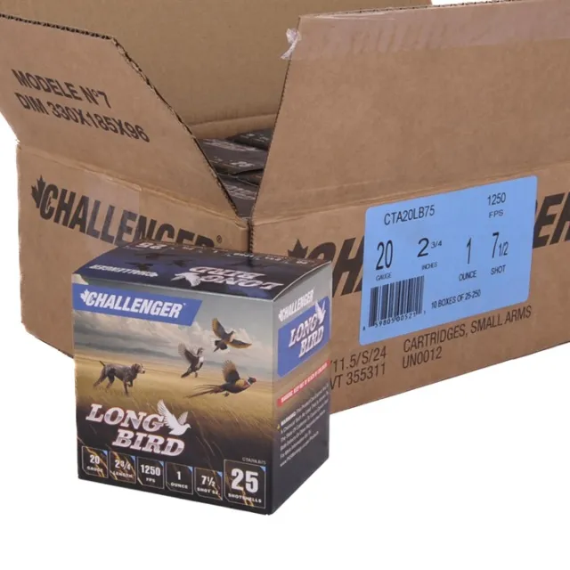 Challenger Ammo Long Bird 20 Gauge 2-3/4 In 1 Oz 1250 FPS #7.5 250 Rounds - View 2