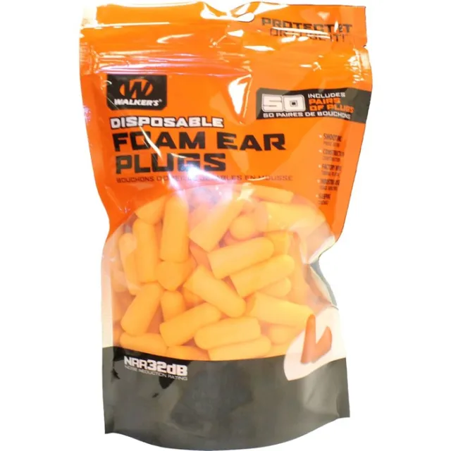Walker's GWPFP50BAG Foam Ear Plugs Foam 32 dB In The Ear Orange Adult 50 Pair - View 2