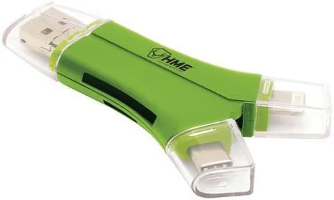 HME-QMCR 4-in-1 Card Reader USB C/Micro USB/Lightning - View 2